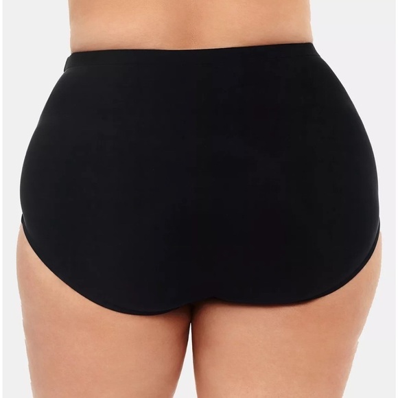 New Swim Solutions Plus Size Mid-Rise Tummy-Control Swim Bottoms Black Size 24W - Picture 2 of 14